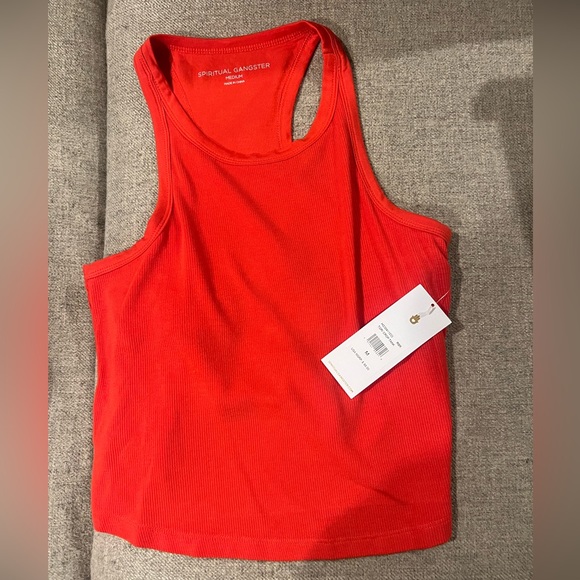 NWT spiritual gangster red cropped tank size small women's with built in bra - Picture 4 of 11